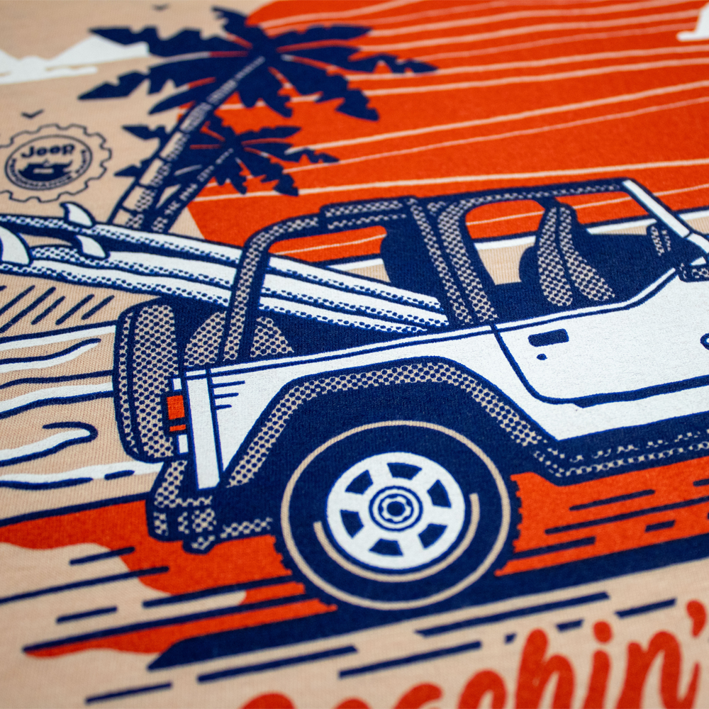 Ladies V-Neck Jeep® Beachin' Good Time - Heather Peach - FINAL SALE