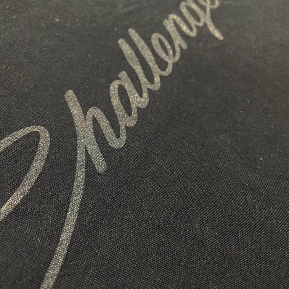 Mens T-Shirt Dodge Challenger Script Blackout