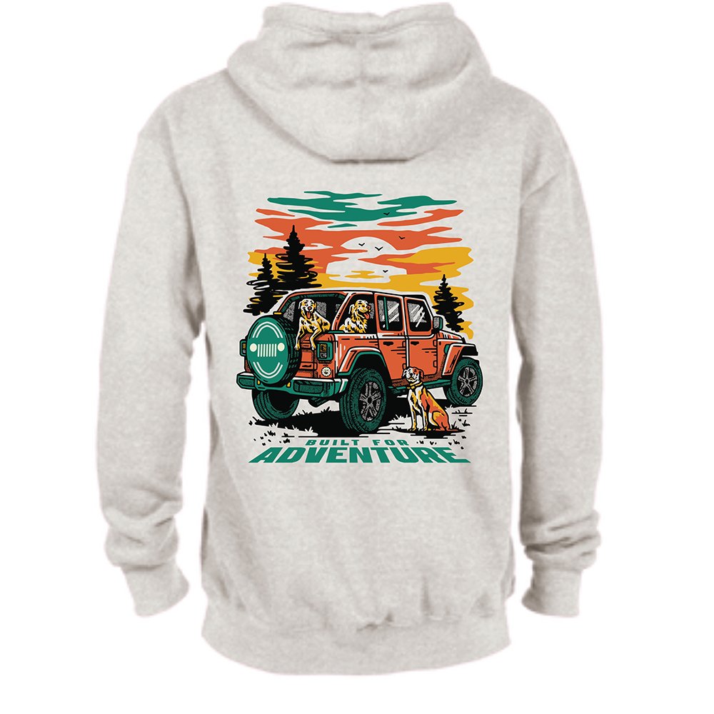 Mens Jeep® Built/Dogs Hoodie - Oatmeal Heather