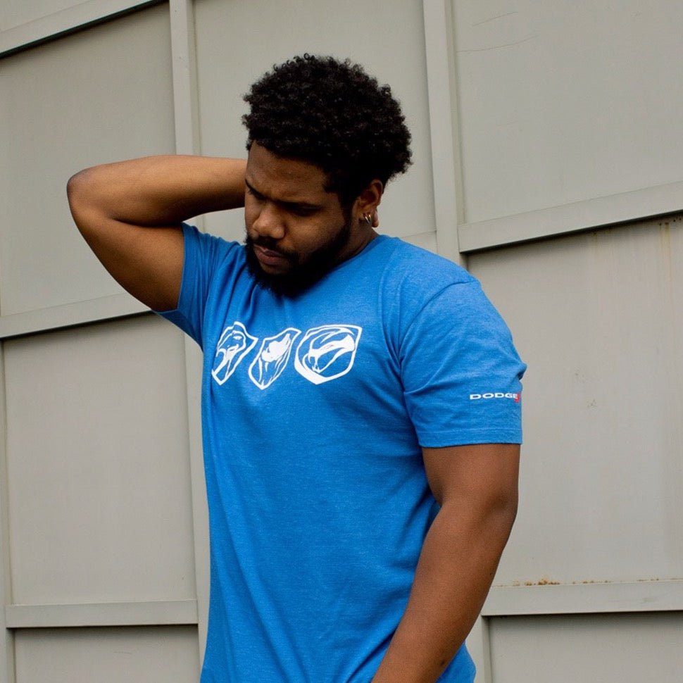 Mens Dodge Viper Tri-Logo T-shirt (Heather Royal)-FINAL SALE