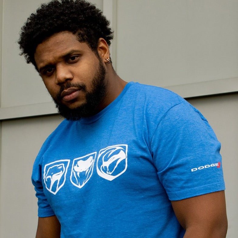 Mens Dodge Viper Tri-Logo T-shirt (Heather Royal)-FINAL SALE