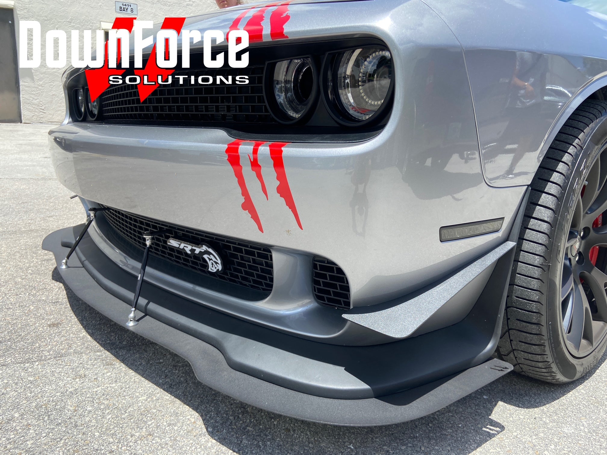 MAG 3-Piece Front Bumper Lip Splitter W/ Strut Rods For Dodge Challenger SRT Hellcat 15-21