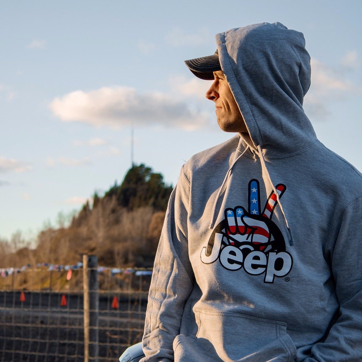 Mens/Unisex Jeep® Wave Hoodie - Graphite Heather - FINAL SALE
