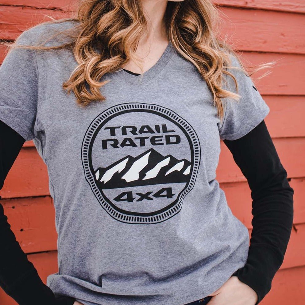 Ladies V-Neck - Jeep® Trail Rated - Heather Grey
