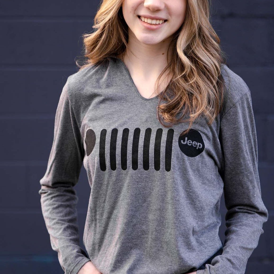 Ladies Triblend Hooded Pullover - Jeep® Grille Text