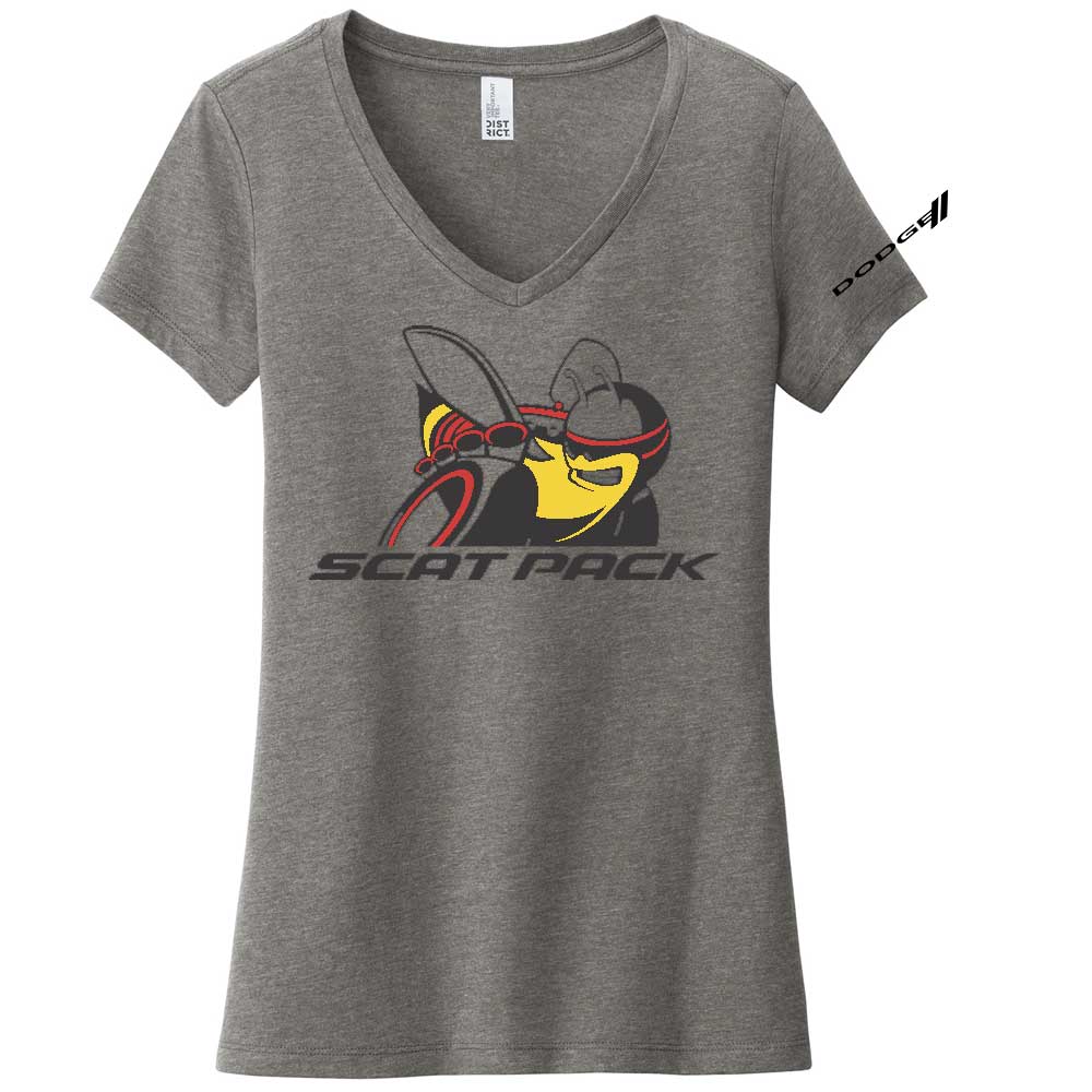 Ladies V-Neck Dodge Scat Pack - Heather Grey