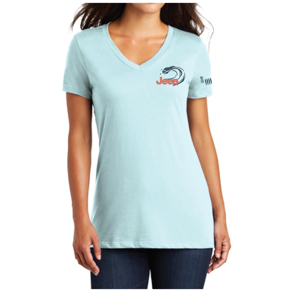 Ladies V-Neck Jeep® Wrangler Beachin' Good Time - Seaglass Blue
