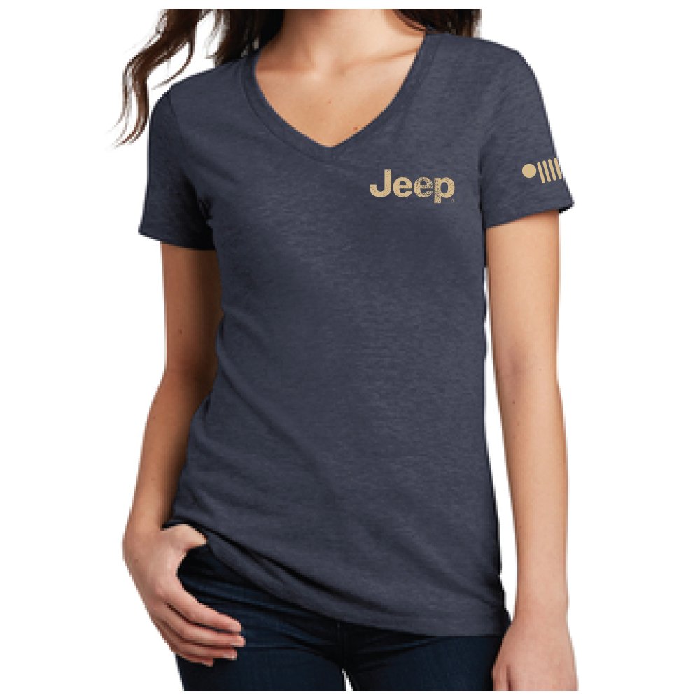 Ladies V-Neck Jeep® Freedom to Roam - Navy Blue