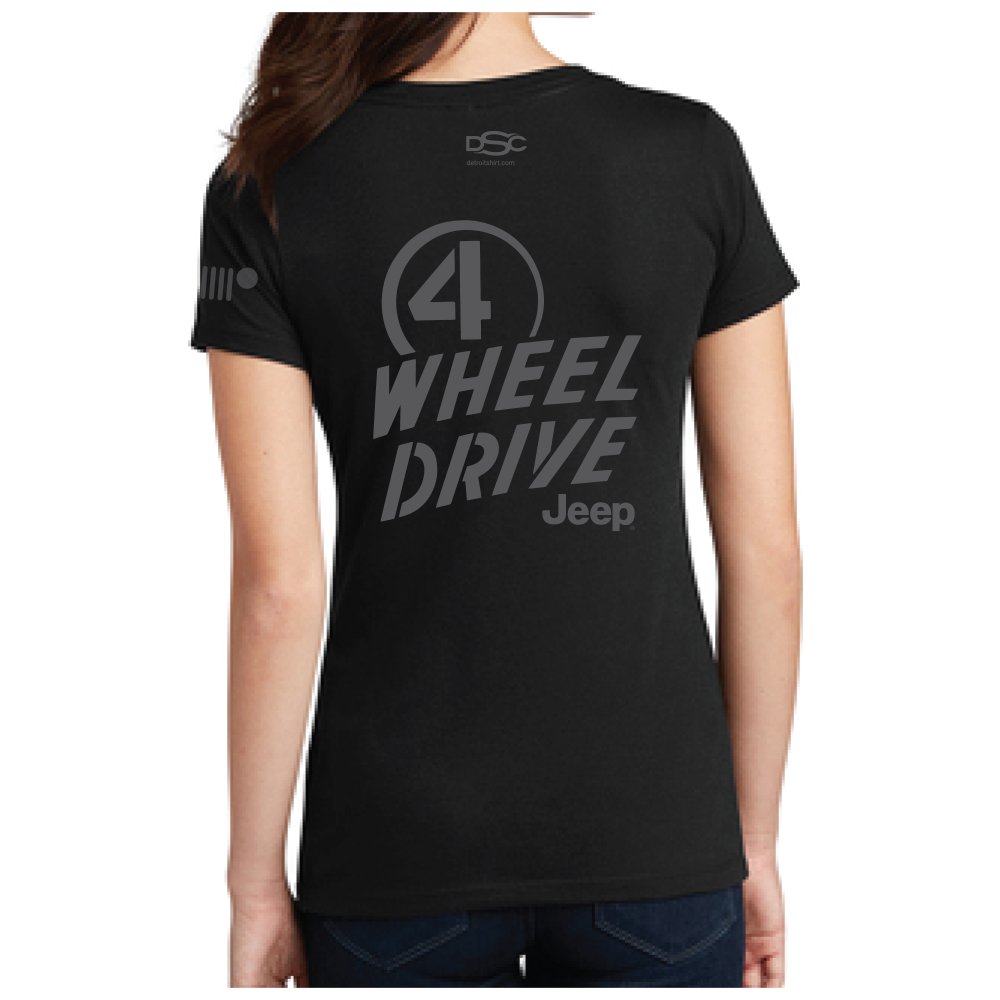 Ladies V-Neck Jeep® Willys 4WD - Black