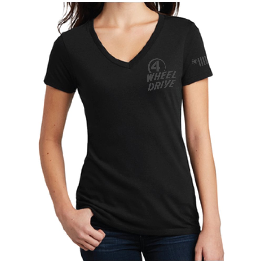Ladies V-Neck Jeep® Willys 4WD - Black