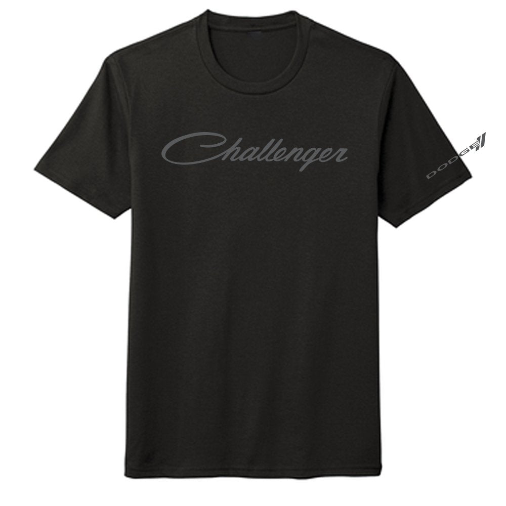 Mens T-Shirt Dodge Challenger Script Blackout