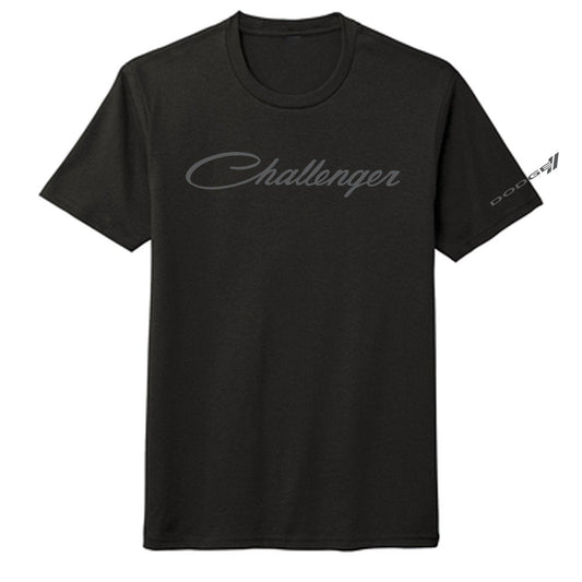 Mens T-Shirt Dodge Challenger Script Blackout