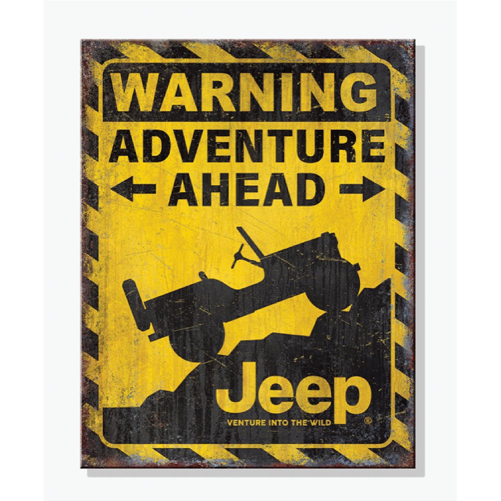 Metal Sign - Jeep Warning Adventure Ahead