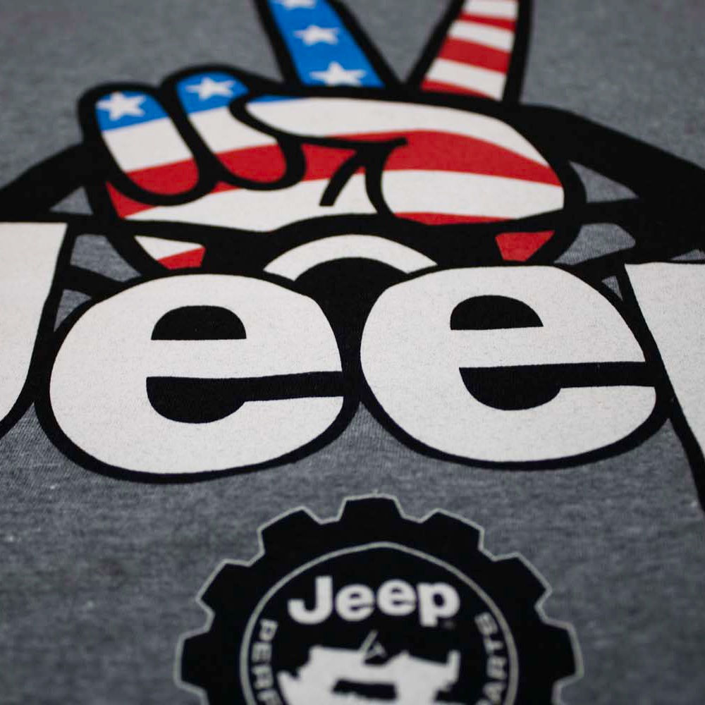 Ladies V-Neck Jeep® Wave USA - Graphite Heather