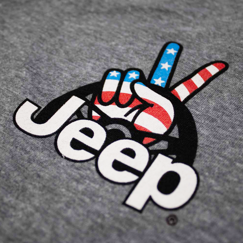 Ladies V-Neck Jeep® Wave USA - Graphite Heather